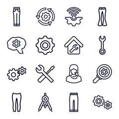 Set of 16 technical outline icons