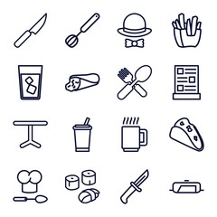 Set of 16 restaurant outline icons