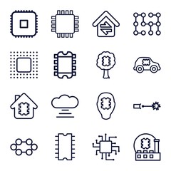 Set of 16 circuit outline icons