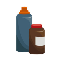 water bottle and protein container icon over white background. colorful design. vector illustration