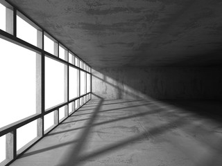 Fototapeta premium Dark empty room. Concrete rusty walls. Architecture background
