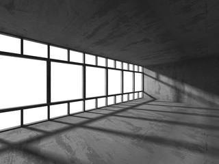 Dark concrete empty room. Modern architecture design