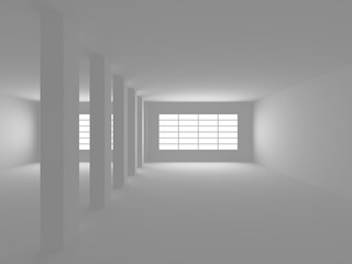 White empty interior. Abstract architecture background
