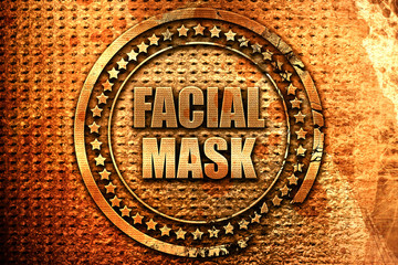 facial mask, 3D rendering, metal text