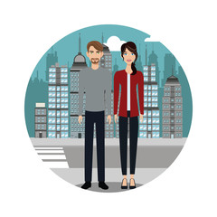 couple lifestyle together urban background vector illustration eps 10