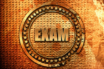 exam, 3D rendering, metal text