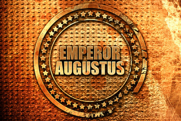 emperor augustus, 3D rendering, metal text