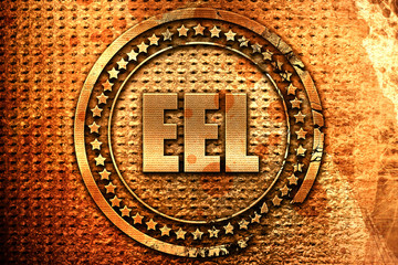 eel, 3D rendering, metal text