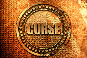 curse, 3D rendering, metal text