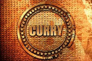 curry, 3D rendering, metal text