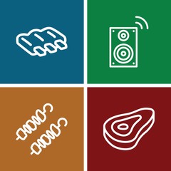 Set of 4 grill outline icons