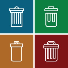 Set of 4 trashcan outline icons