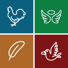 Set of 4 bird outline icons