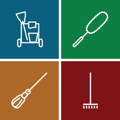 Set of 4 mop outline icons