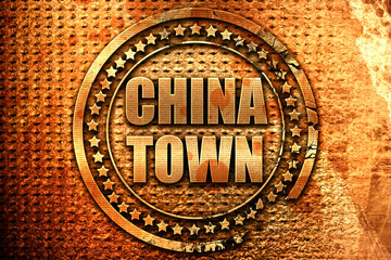 chinatown, 3D rendering, metal text