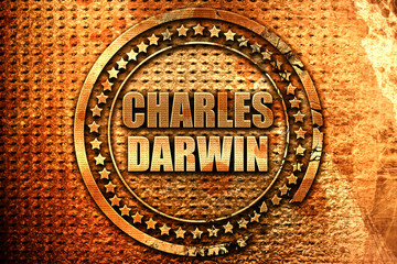 charles darwin, 3D rendering, metal text