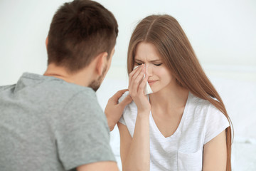 Depressed couple after quarrel