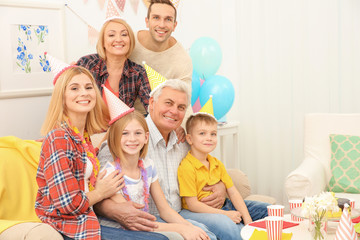 Big happy family celebrating Birthday