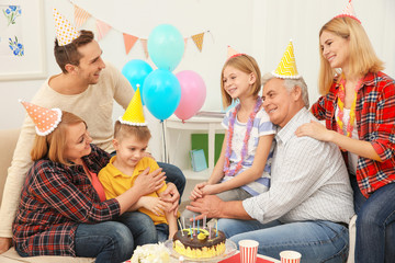Big happy family celebrating Birthday