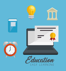 education easy learning flat icons vector illustration design