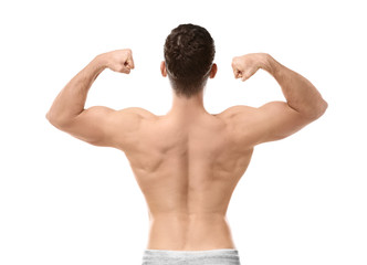 Handsome sporty man on white background