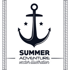 nautical frame with anchor vector illustration design