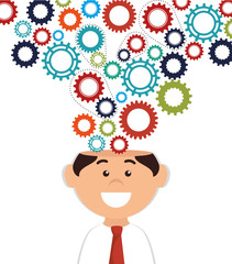 businessman character thinkin icon vector illustration design