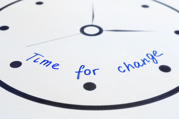 Phrase TIME FOR CHANGE on clock dial
