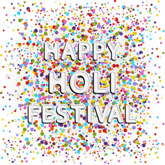 vector colored rounded font lettering of happy holi festival on color full splash dots background