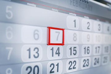 Closeup of calendar page