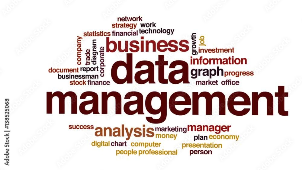 Aufkleber data management animated word cloud, text design animation.