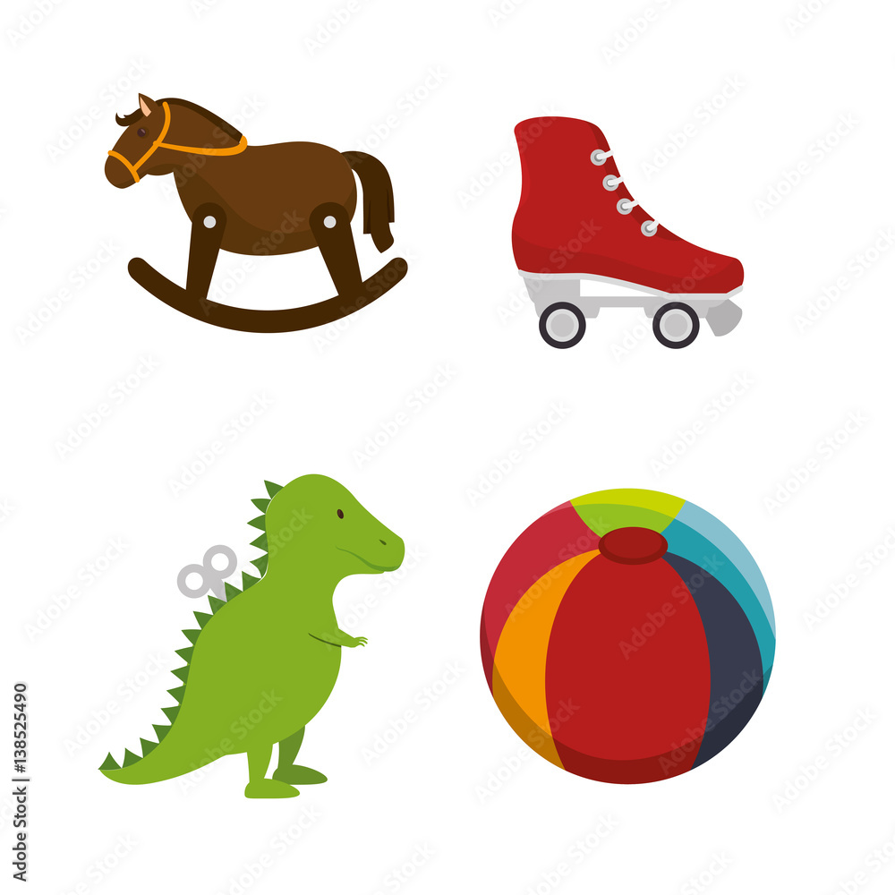 Poster set kids toys icons vector illustration design