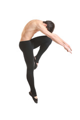 Handsome young ballet dancer on white background