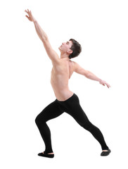 Obraz premium Handsome young ballet dancer on white background