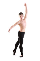 Obraz premium Handsome young ballet dancer on white background