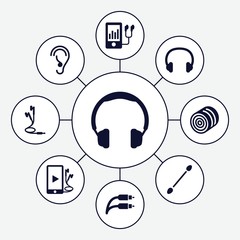 Set of 9 ear filled icons