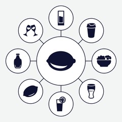 Set of 9 juice filled icons