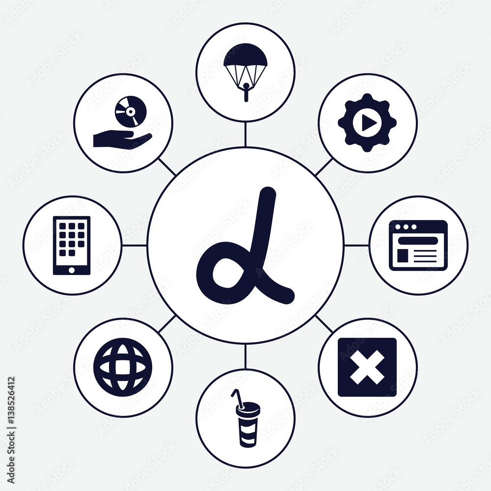 Aufkleber set of 9 application filled icons