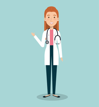 woman professional doctor avatar vector illustration design