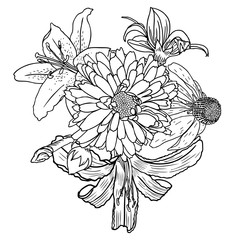 Doodle floral drawing seamless pattern wallpaper. Art therapy coloring page for adults. Endless flowers repetition. Vector.