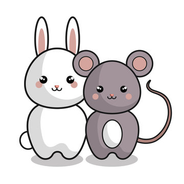 cute animals kawaii style vector illustration design