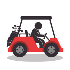golf sport cart emblem icon vector illustration design