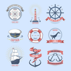 Fashion nautical and marine sailing themed label vector.