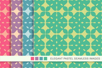 Seamless pastel background set check cross geometry