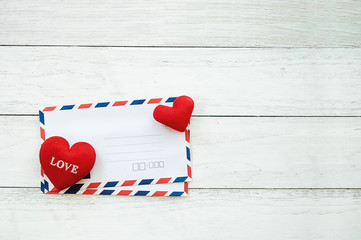 Red heart on the letter blank.