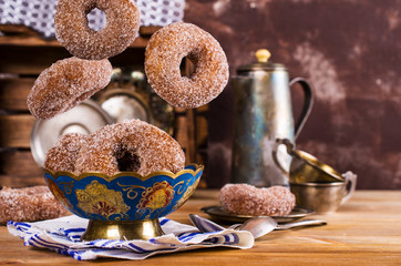 Donuts with sugar and cinnamon
