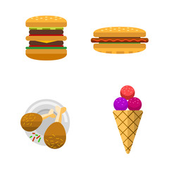 Vector icons sweet fast food elements.