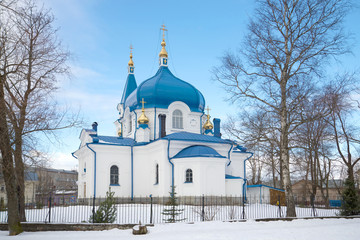 Nicholas the Wonderworker's church in the February afternoon. Sortavala, Karelia