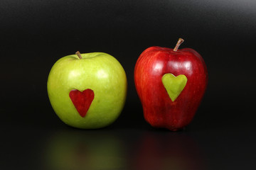 Apple heart red green