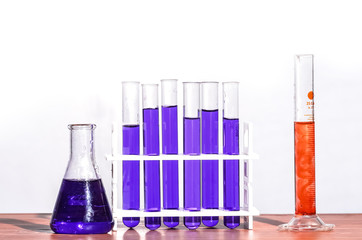 Test tube and Conical Flask in a chemistry laboratory